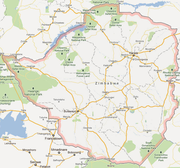 zimbabwe google map
